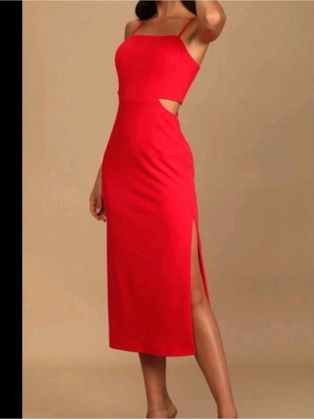 Gianni Bini Red Cutout Spaghetti-Strap Midi Dress